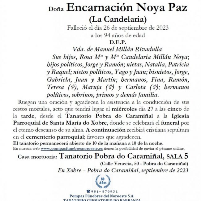 Noya Paz, Encarnacion