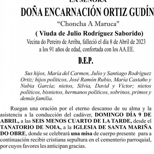 22 ESQUELA Encarnación Ortiz Gudin