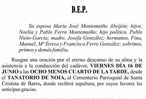 23 06 Esquela, José Benito Ferro González