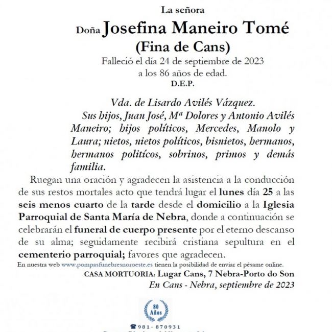 Maneiro Tomé, Josefina