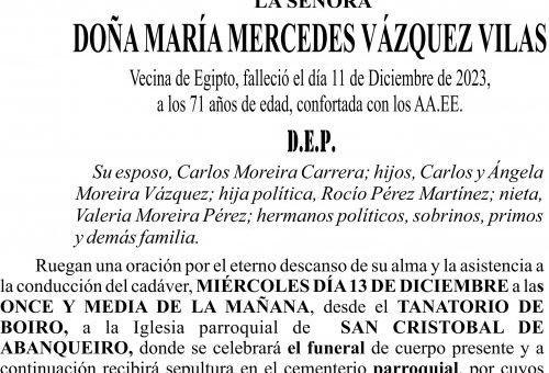 12 23 Esquela María Mercedes Vázquez Vilas