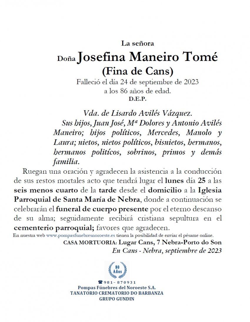 Maneiro Tomé, Josefina
