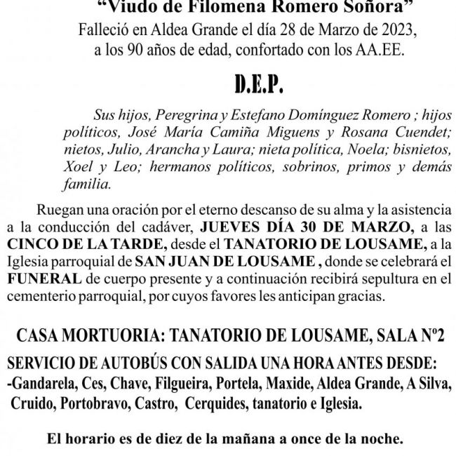 29 03 ESQUELA   Raimundo Dominguez Vazquez