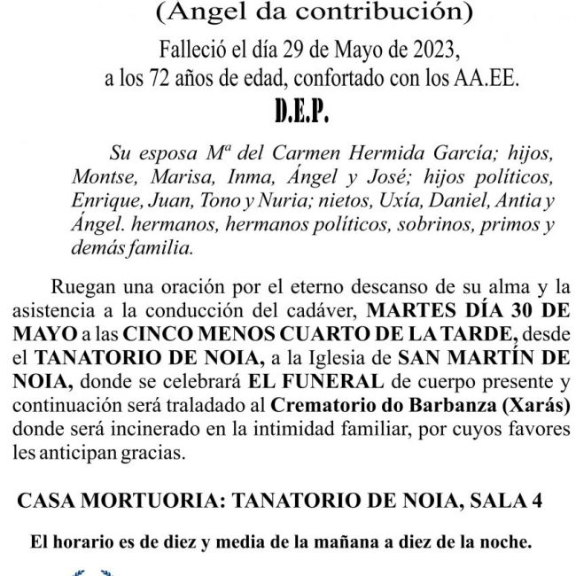 Esquela, ANGEL GONZÁLEZ PIÑEIRO