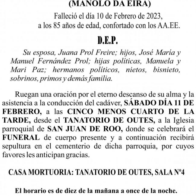 23 01 ESQUELA   Manuel Fernández González