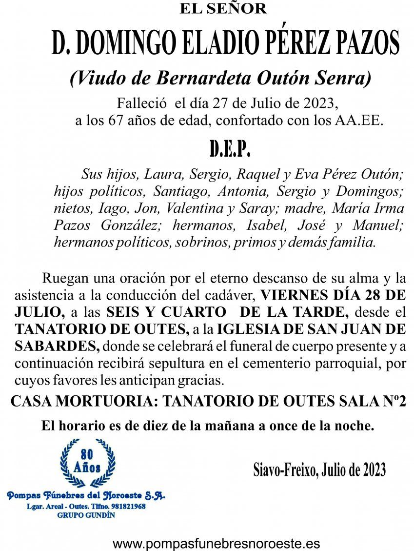23 07 ESQUELA    Domingo Eladio Perez Pazos