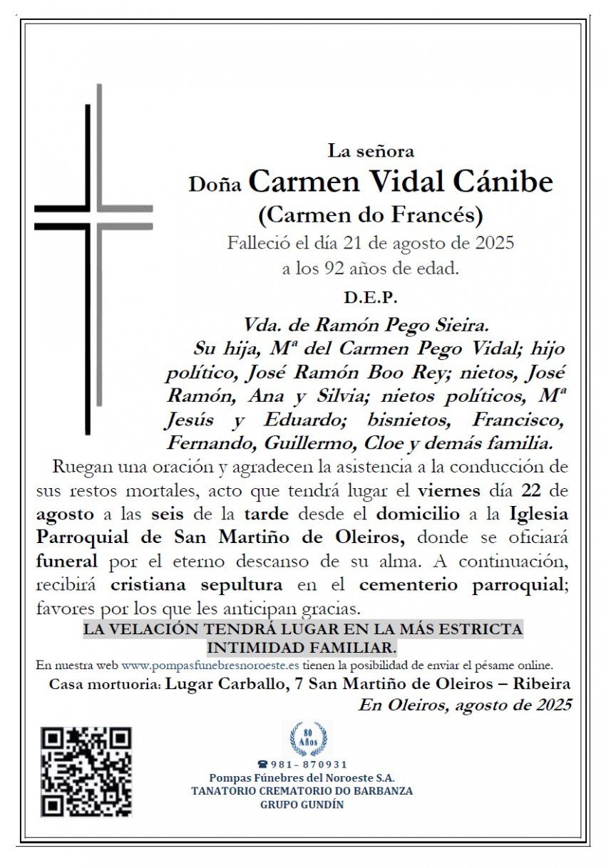 Vidal Canibe, Carmen