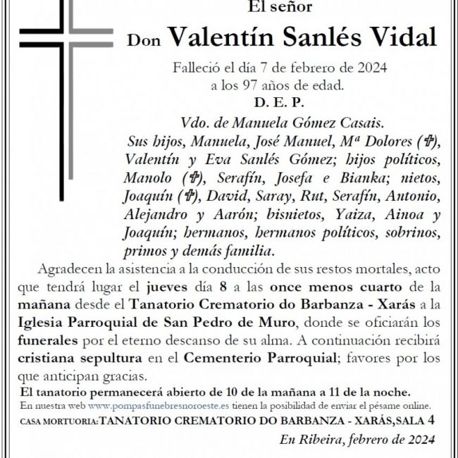 Don Valentín Sanlés Vidal