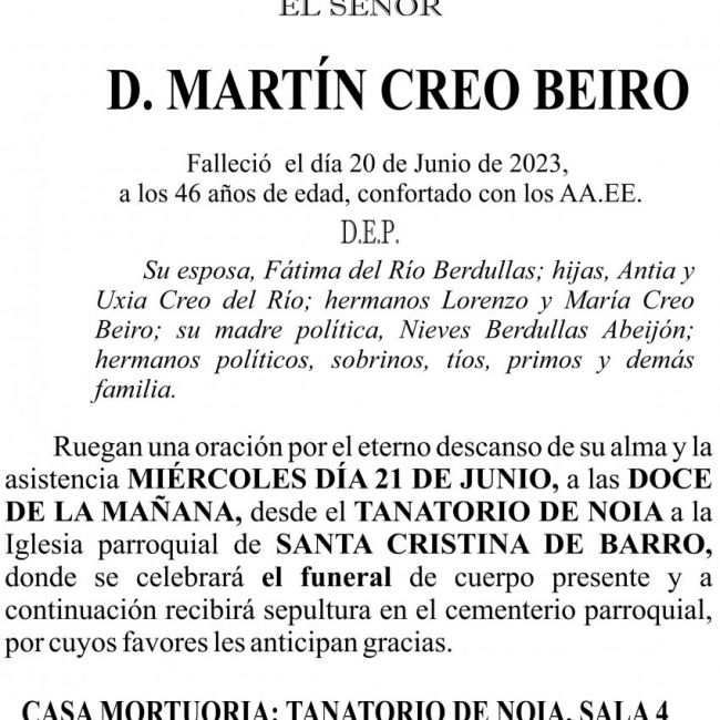 23 05 ESQUELA Martín Creo Beiro