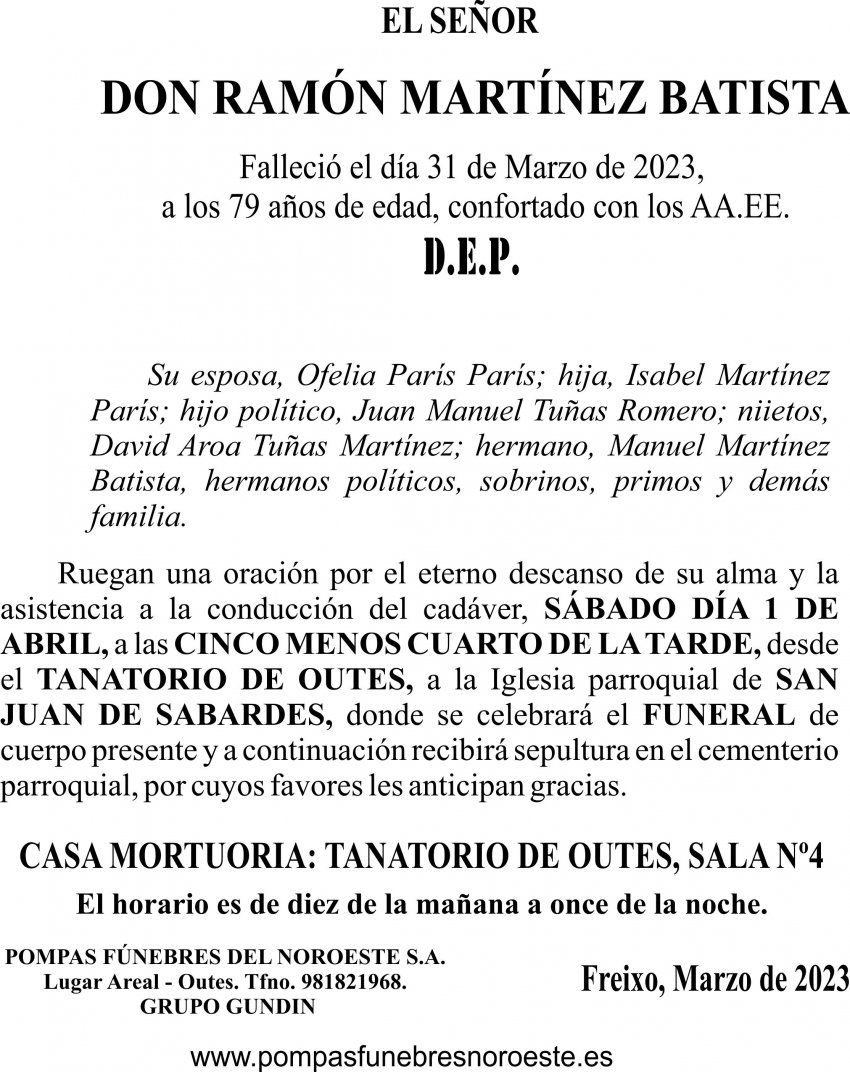 23 03 ESQUELA   Ramón Martínez Batista