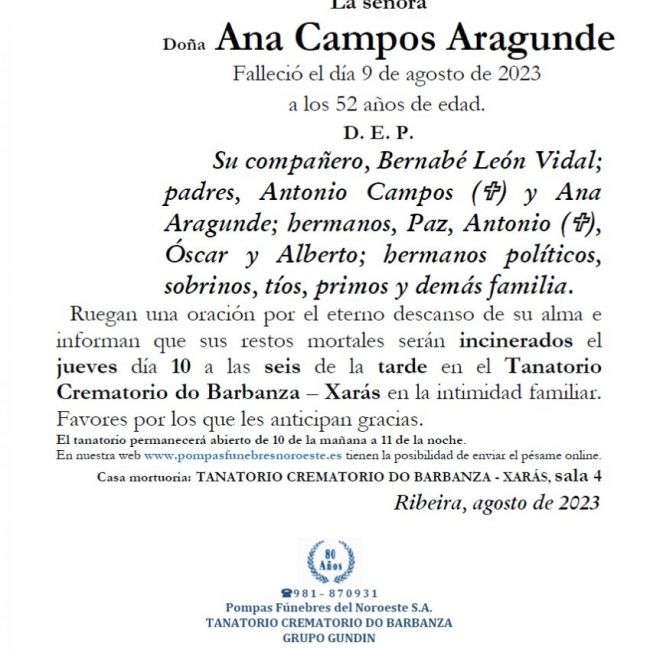 Campos Aragunde, Ana