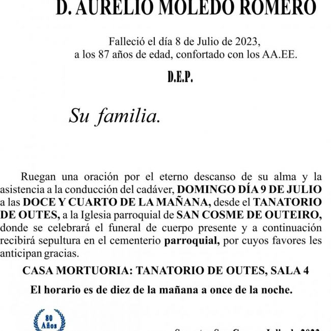 07 23 Esquela, Aurelio Moledo Romero