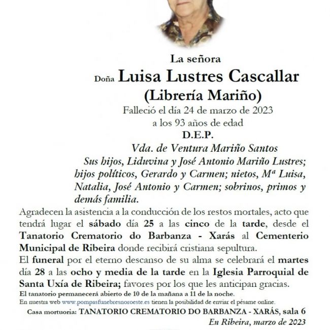 Lustres Cascallar, Luisa