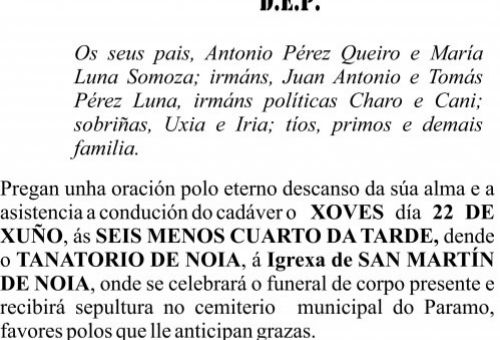 ESQUELA GALEGO  francisco jose perez luna