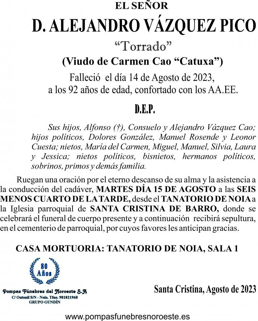 08 23 Esquela, Alejandro Vázquez Pico