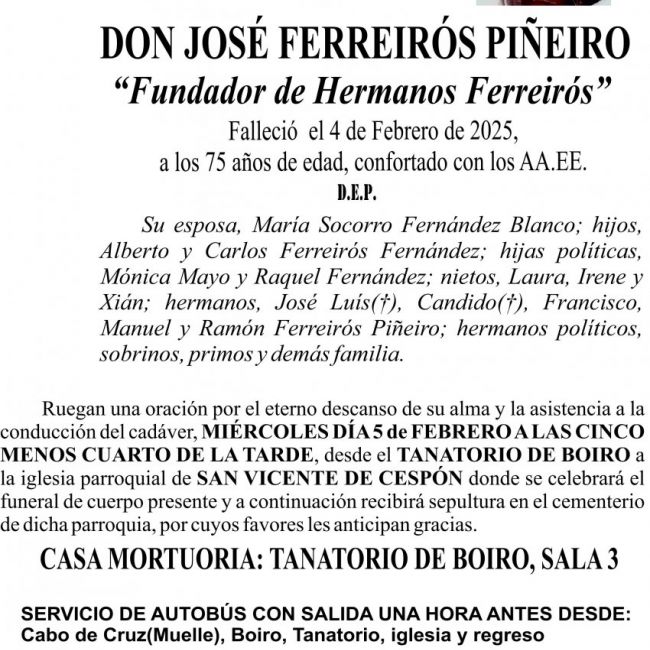 25 01 ESQUELA   jose ferreiros piñeiro
