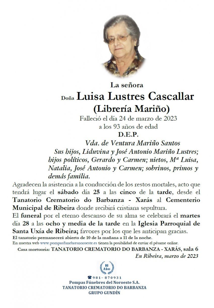 Lustres Cascallar, Luisa