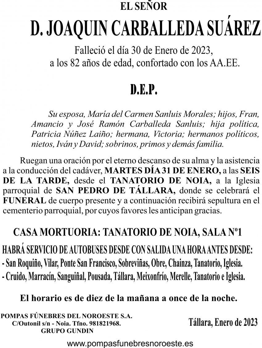 23 01 ESQUELA   Joaquin Carballeda Suárez