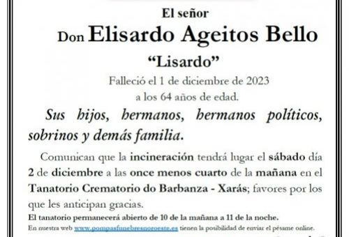 Ageitos Bello, Elisardo