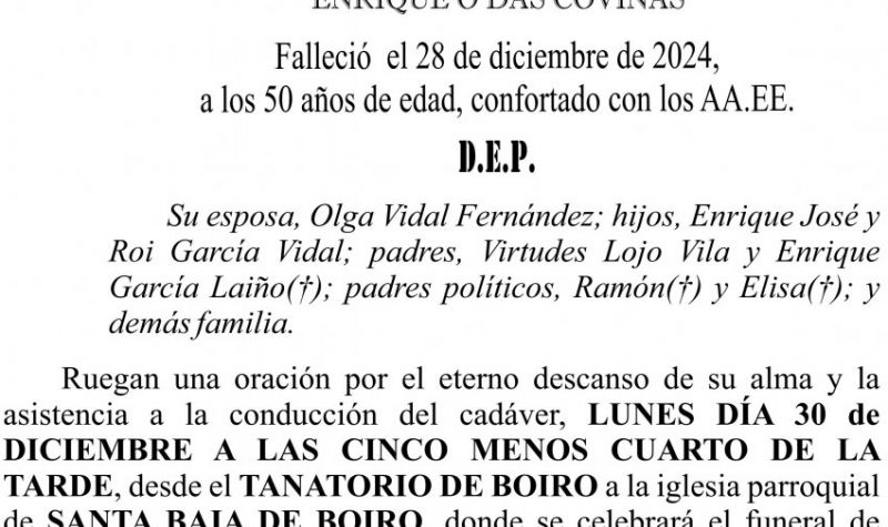 11 24 ESQUELA    JOSÉ ENRIQUE GARCÍA LOJO