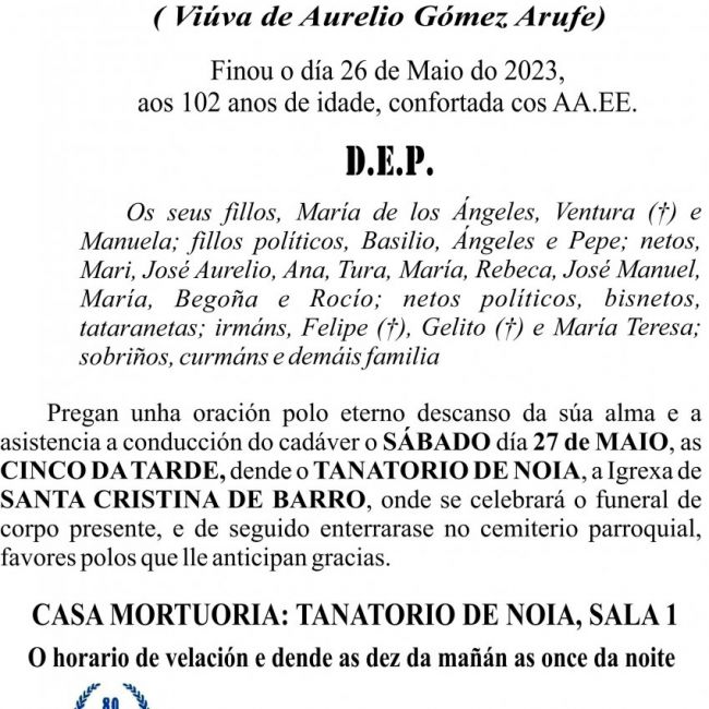 23 05 ESQUELA GALEGO  Carmen Roo Nimo