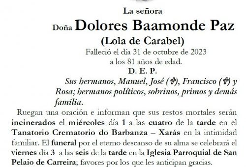 Baamonde Paz, Dolores