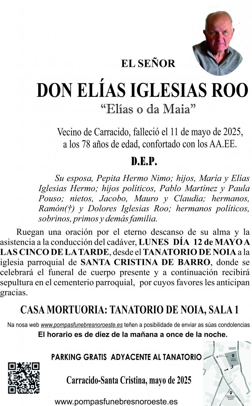 Esquela  2025 Elías Iglesias Roo