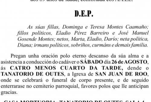 23 08 ESQUELA GALEGO  Josefa Caamaño Bouzas