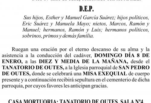 23 01 ESQUELA   Manuel  García Grille (OUTES)