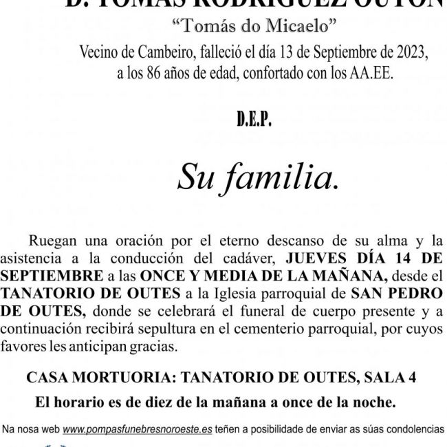 09 23 Esquela Tomás Rodríguez Outón