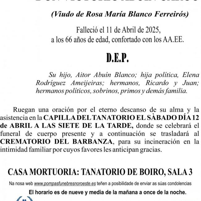 ESQUELA DE VICTORIO ABUIN CAROU