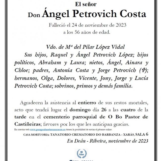 Petrovich Costa, Ángel