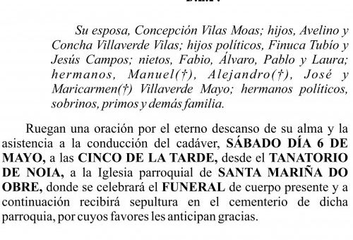 23 05 ESQUELA   Avelino Villaverde Mayo