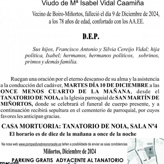 12 23 Esquela francisco cereijo castro