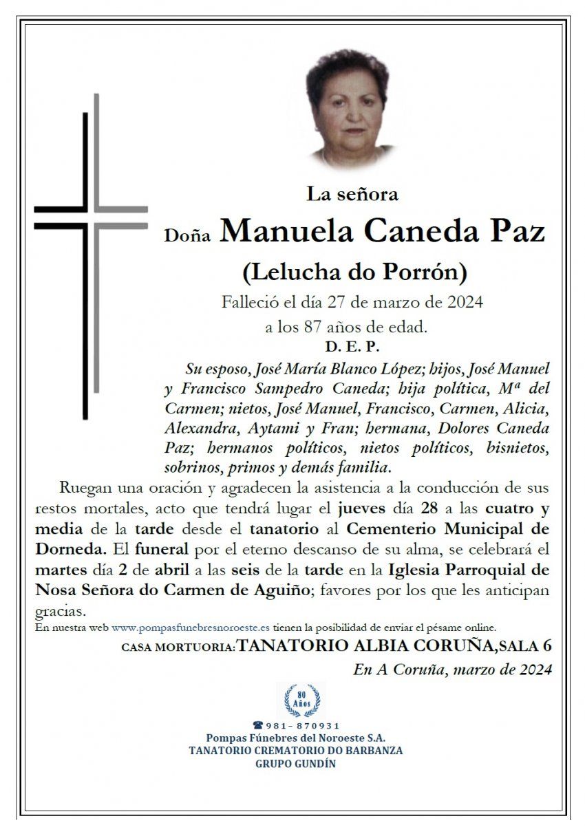 Caneda Paz, Manuela