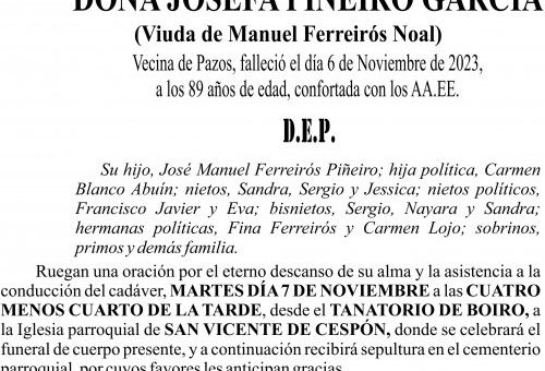 11 23 Esquela Josefa Piñeiro García