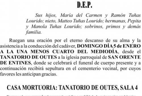 25 01 ESQUELA    Doña Juana Tuñas Lourido