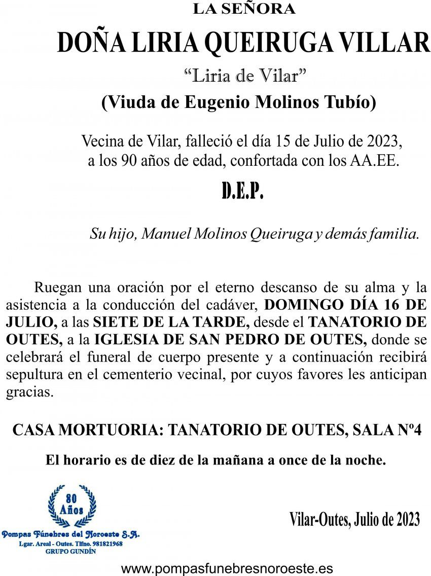 23 07 ESQUELA    Liria Queiruga Villar