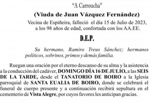 23 07 ESQUELA    María Treus Sánchez