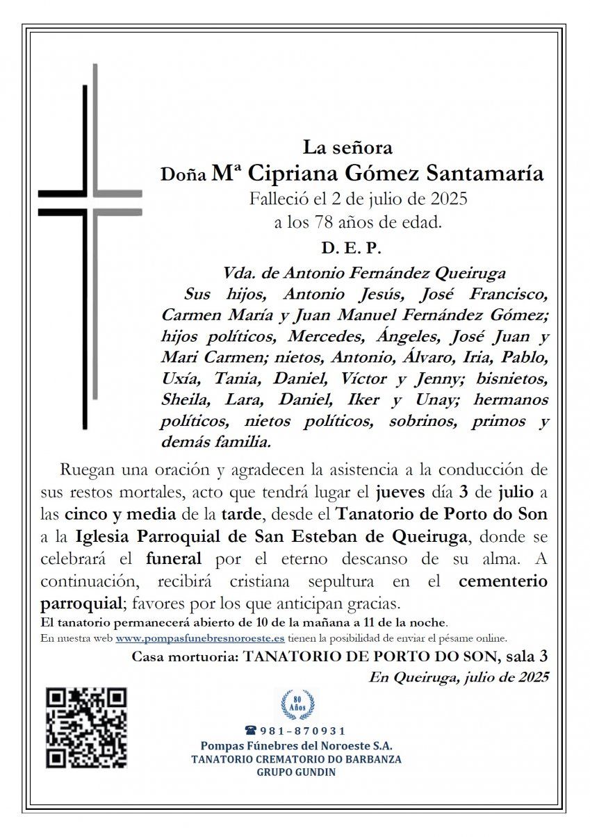 Mª CIPRIANA GÓMEZ SANTAMARÍA